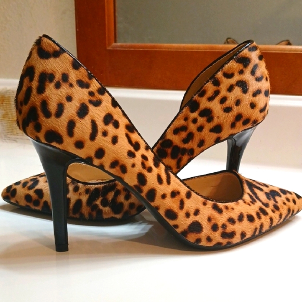 REAL COW FUR! Jessica Simpson Leopard Print Heels